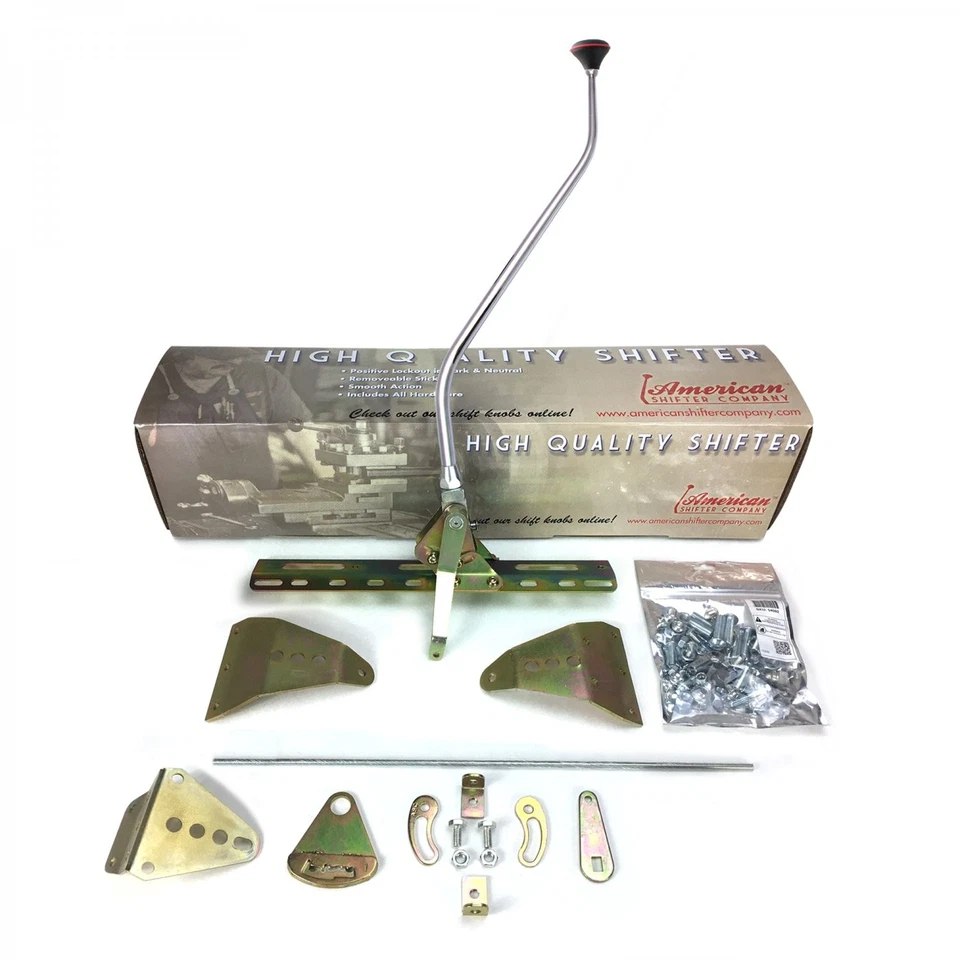 Kit de palanca de cambios de transmisión de botón pulsador con brazo cisne cromado 23 para GM 2004R Foto 2 de 4