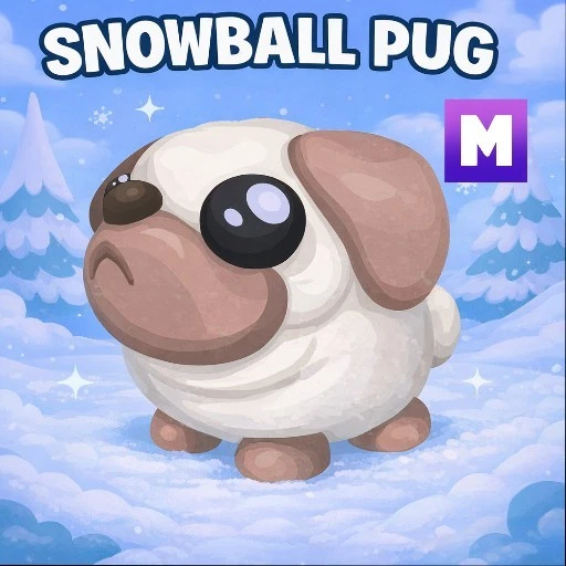 MEGA NEON SNOWBALL PUG (LIMITED PET) ADOPT A PET FROM ME - CHEAPEST ON EBAY