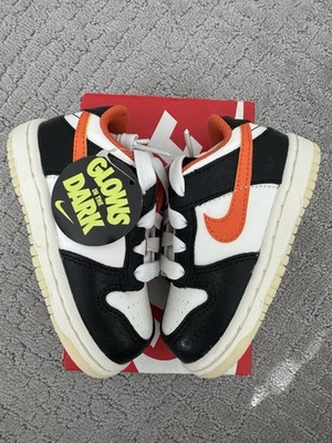 Nike Dunk Low PRM (TD) Halloween Black Orange Size 6C GITD