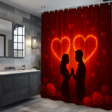 Romantic Red Hearts Shower Curtain for Love and Valentine Decor