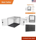 Portable 42'' Double Door Dog Crate with Removable Tray - Ideal for Large Breeds
