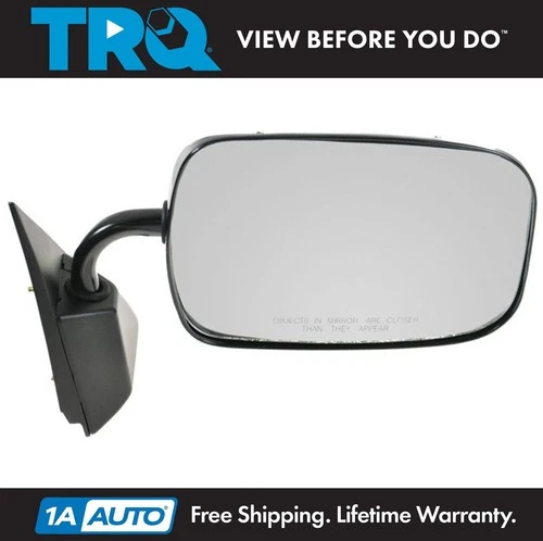 TRQ Black Manual Side View Mirror Passenger Right RH for Chevy GMC Pickup Truck
