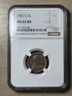1921 S Lincoln Wheat Cent NGC MS 62 BN 1C Toned