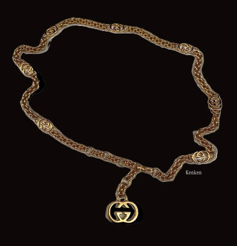 GUCCI BELT Chaîne AUTH Logo Marque Vintage Rare Ton Or GG Collier ANCIEN GUCCI F/S