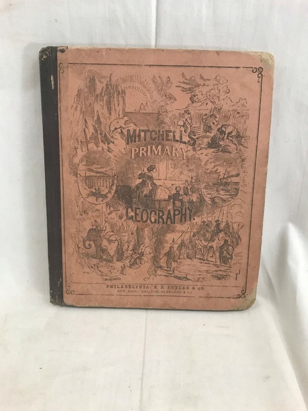 Great Orig. 1858 Mitchell's Primary Geography Engravings & 16 Hand Colored Maps