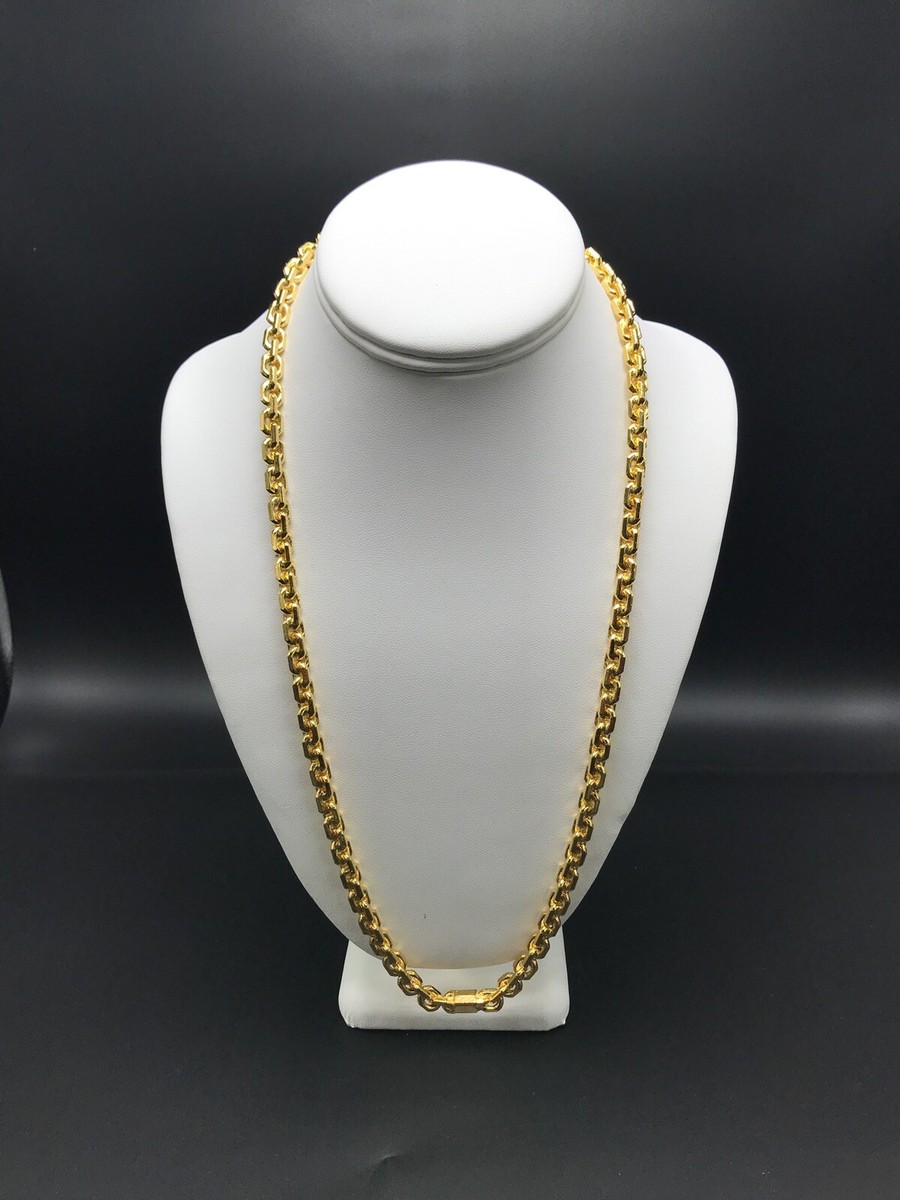 Half Pound 9999 24k Gold Solid Anchor Chain 227 Gram 26 Inch 7mm Width NO  CLASP