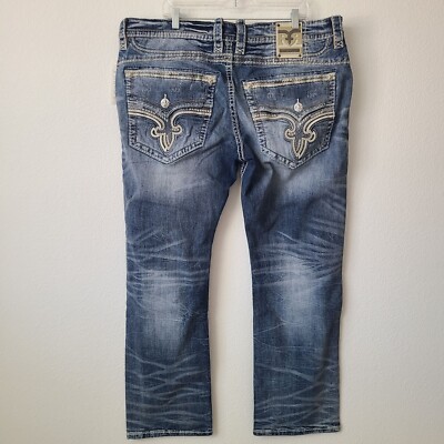 Rock Revival Amal Straight Denim Jeans Size 42x34 Blue #1