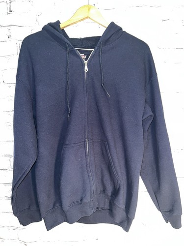 Mens Long Sleeve 2 Pocket Zip Front Navy Hoodie Large Glidan Cotton Poly - Bild 4 von 15