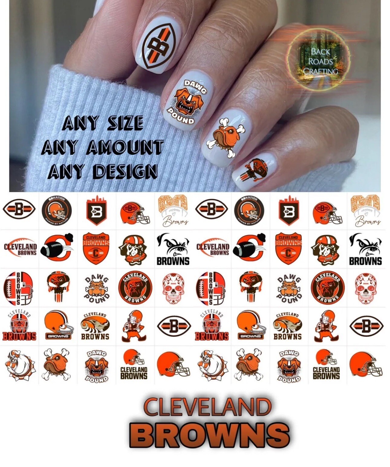Cleveland Browns Waterslide Nail Decals Set Of 50 Instructions And Bonus