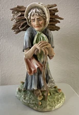 Vintage LIPPER & MANN Woman Carrying Sticks Porcelain Figurine 8.25" Tall READ
