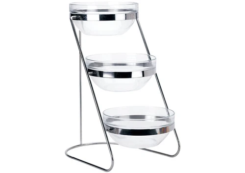 Winco TDS-3, 3-Tiered 18-8 Stainless Steel Display Server Stand Set with Glass C