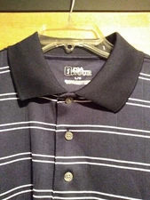PGA Tour Shirt Mens Large Polo Blue Golf Short Sleeve Striped Comfort Polyester