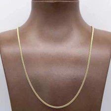 2mm Miami Cuban Royal Link Necklace Real 10K Yellow Gold All Sizes Italy