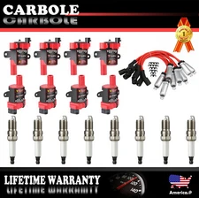 8x HIGH OUTPUT Ignition Coil and Spark Plug and Wire Set for Chevy GMC Cadillac