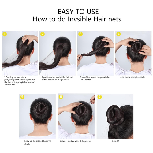 50 Pcs Bun Hair Nets with Elastic Edge & 40 Pcs U Shaped Pins for Ballet Women - Picture 5 of 12