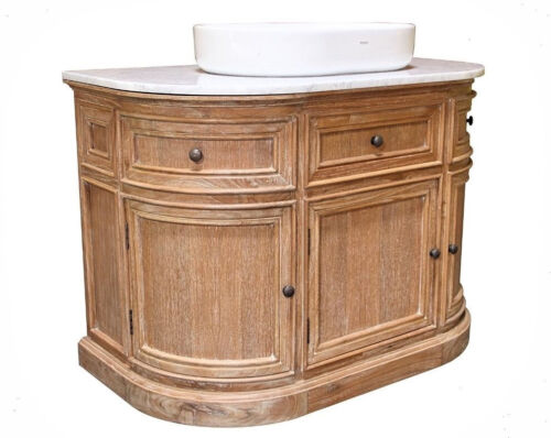 French Bathroom Vanity Unit | Marble Top | White Sink | Weathered Finish VUT800