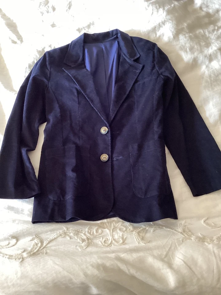 Blazer Bella Bliss niño pana azul talla 14 con parche tartán en el codo Foto 3 de 4