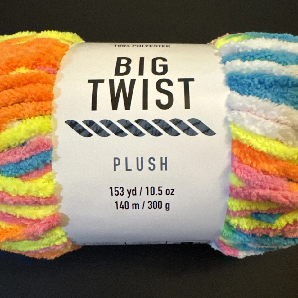 Joann Big Twist Plush Neon Rainbow Variegated, Super Bulky Yarn New Discontinued - Image 2 of 4