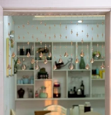 20 Strings Crystal Beaded Curtain, Door String Curtain, Hanging Door Beads Cu...