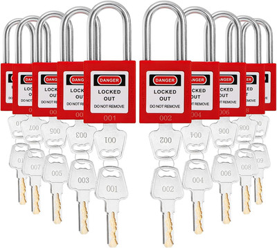 WUWEOT 10er Pack Lockout Tagout Schlösser, gleichschließend verschieden rot Loto Safe Vorhängeschlösser, Arbeitsschutz