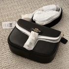 NWT 🌟 COACH Amelia Saddle Bag CP107 Gold/Black Pebble Leather Crossbody Handbag