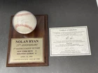 H.O.F. BASEBALL SIGNED BY NOLAN RYAN CELEBRATING 25TH OF 1ST MLB WIN DISPLAY COA