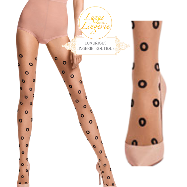 Miley Tights By Wolford S Small Gobi Black Strumpfhose Transparent Mit Kreisen-image