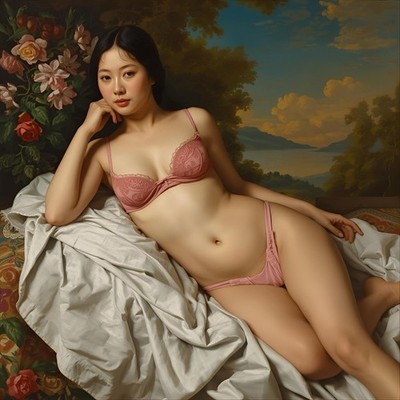 Akt Thron Decke weiblich Malerei Gemälde Öl Bild Zeichnung Dame Frau Kunstdruck