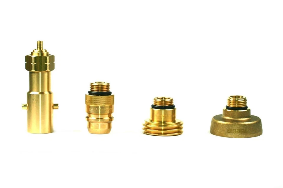 ROTARY MASTER CASE Set 4x Adapters ACME DISH EURONOZZLE BAYONET Gas Bottle W21.8L  - Image 3 of 4