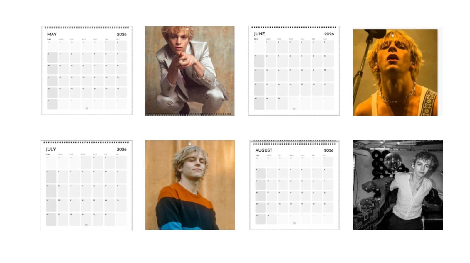 2026 Ross Lynch Calendar, The Driver Era & Hollywood Heartthrob Decor
