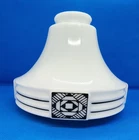 Vintage Art Deco White With Black Design Milk Glass Lamp Shade 2 1/4" Fitter