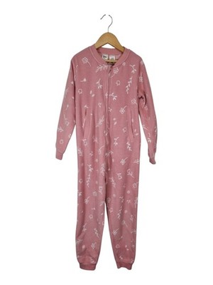 Anko Sleep Mädchen rosa Fleece All-in-One Schlafanzug Alter 7 Blumen Reißverschluss