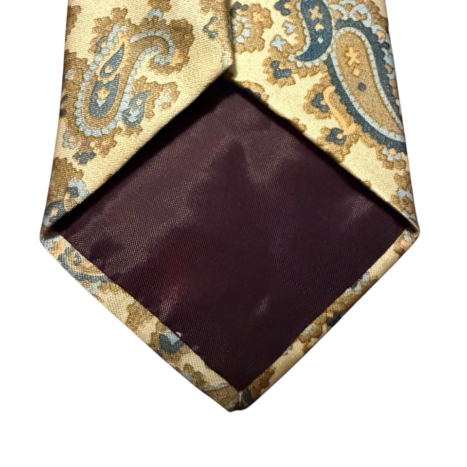 Corbata de cuello vintage de poliéster amarillo pálido multicolor cachemira 53”L X 3”W para hombre Foto 4 de 4