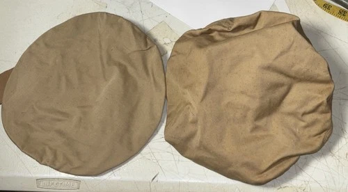 2 Vintage WW2 era US Army Officers Khaki Visor Hat Cap Covers Military Dress