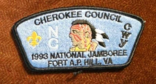 1993 Boy Scout National Jamboree Cherokee Council (NC) JSP Uniform Patch - MINT