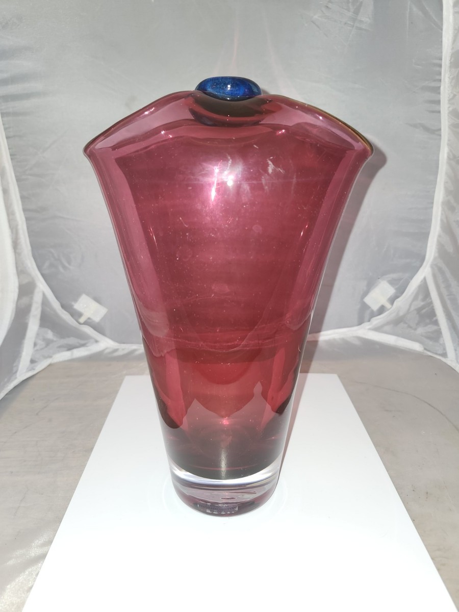 スウェーデン スタジオグラス Strömbergshyttan Strombergshyttan Vase Signed Stromberg Sweden Rare Free Form