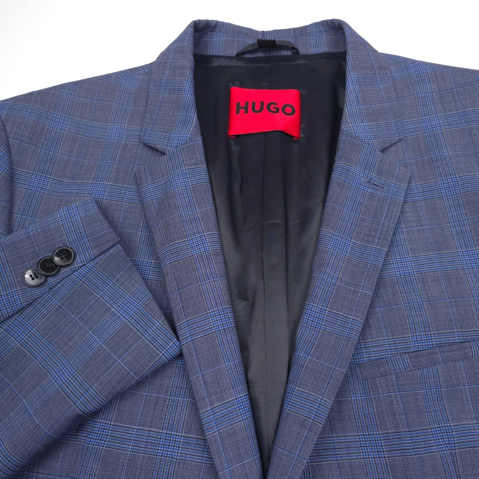 $495 Hugo Boss Arti 232x Blue Plaid Performance Suit Jacket Blazer Mens Size 42R - Image 2 of 4