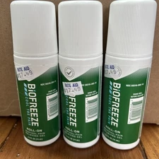 BIOFREEZE ROLL ON Gel 2.5 oz 3 Bottles - Menthol 4% Exp 2027 Cool The Pain 