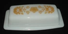 PYREX - #72-4 Gold on White BUTTERFLY GOLD Butter Dish, Lid - Tabletop Ware