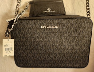 Michael Kors Jet Set MK Signature Crossbody Bag Large Black for sale online eBay