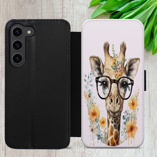 GIRAFFE CASE FOR IPHONE SAMSUNG GOOGLE WATERCOLOUR GIFT FLIP WALLET PHONE COVER - Picture 24 of 36