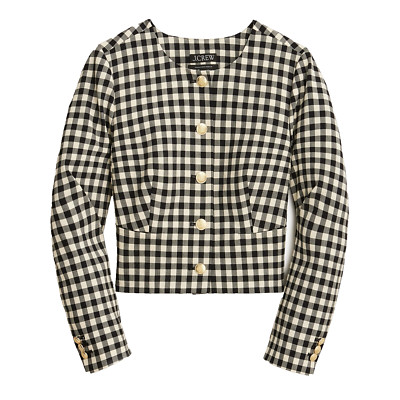 NWT J.Crew Louisa Lady Jacket in Black Gingham Stretch Italian Wool Blend 12