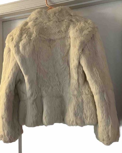 Vintage 80’s Cream White Rabbit Fur Coat Size Small - Picture 2 of 3