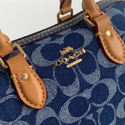 COACH Mini Rowan Crossbody Bag Signature Denim Natural CY742