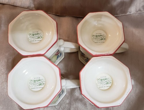 Avon SWEET COUNTRY HARVEST Pedestal Mug set of 4, 8 oz / 5" Excellent - Picture 5 of 5