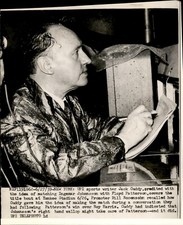 LG84 1959 Wire Photo JACK CUDDY @ TITLE FIGHT INGEMAR JOHANSSON FLOYD PATTERSON