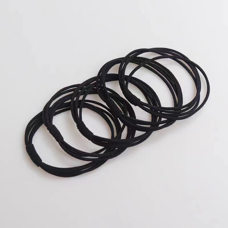 10X Black Seamless Elastic Hair Ties for Ponytails & Scrunchies