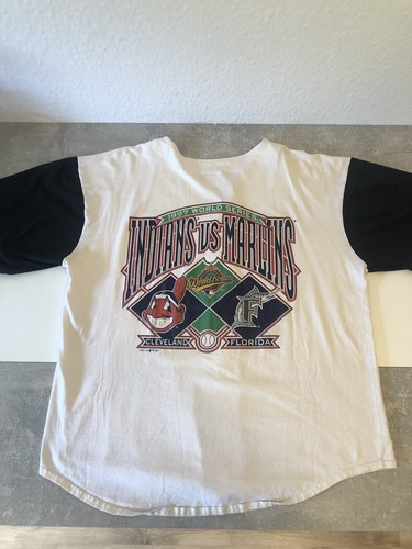 MLB 1997 World Series Indians vs. Marlins Vintage XL button up shirt