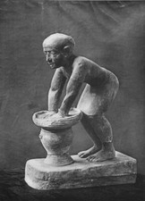 Limestone statuette an Egyptian servant pressing out fermente- 1930 Old Photo
