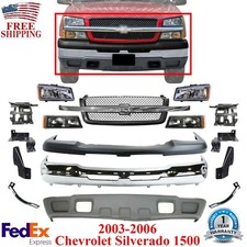 Front Bumper Chrome Kit Headlight Brackets For 2003-06 Chevy Silverado 1500